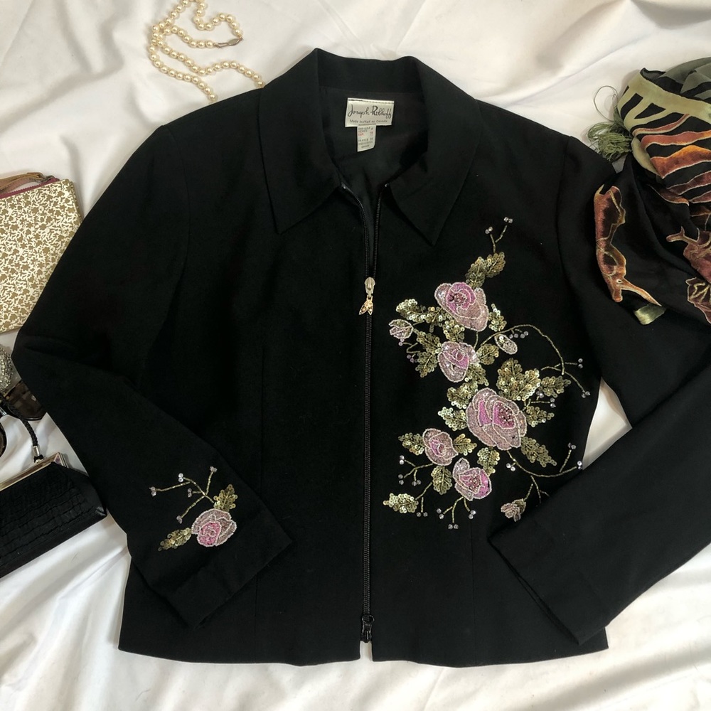 Joseph Ribkoff Zip Front Jacket floral 8 lined H